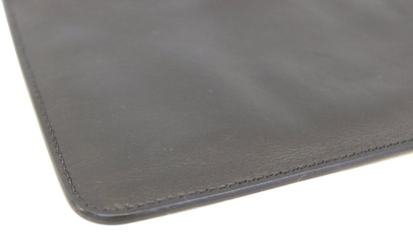 PRADA Black Leather Logo Plaque Wristlet Clutch Bag