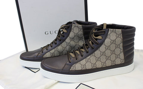 GUCCI GG Supreme High-Top Beige sneakers Size 10 411857