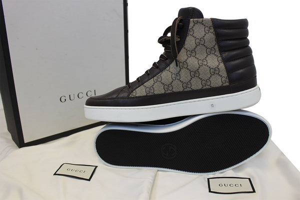 GUCCI GG Supreme High-Top Beige sneakers Size 10 411857