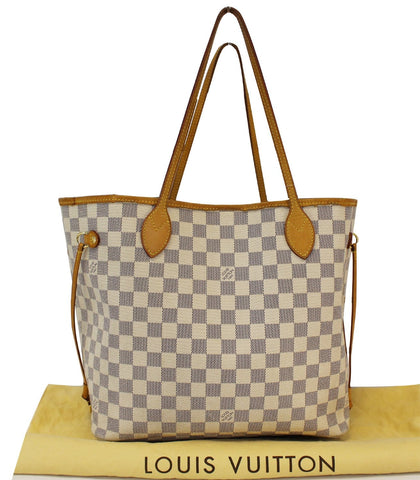 LOUIS VUITTON Damier Azur White Neverfull MM Tote Bag