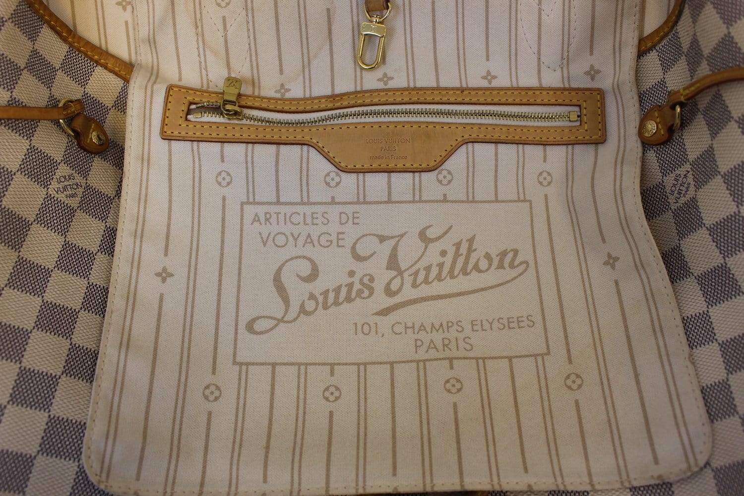 Louis Vuitton White Damier Azur Neverfull MM Cloth ref.953594