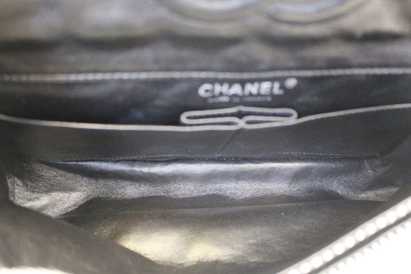 Chanel Flap Medium Black & White Striped Shoulder Bag - interior