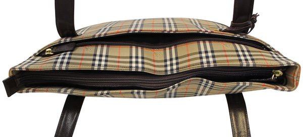 BURBERRY Nova Check Canvas Leather Black Beige Shoulder Bag