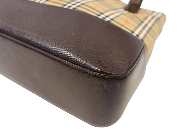 BURBERRY Nova Check Canvas Leather Black Beige Shoulder Bag