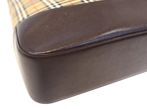 BURBERRY Nova Check Canvas Leather Black Beige Shoulder Bag