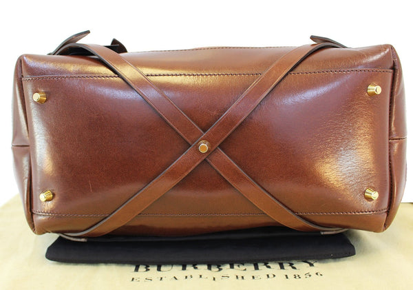 BURBERRY Marta Check Canvas handbags brown leather