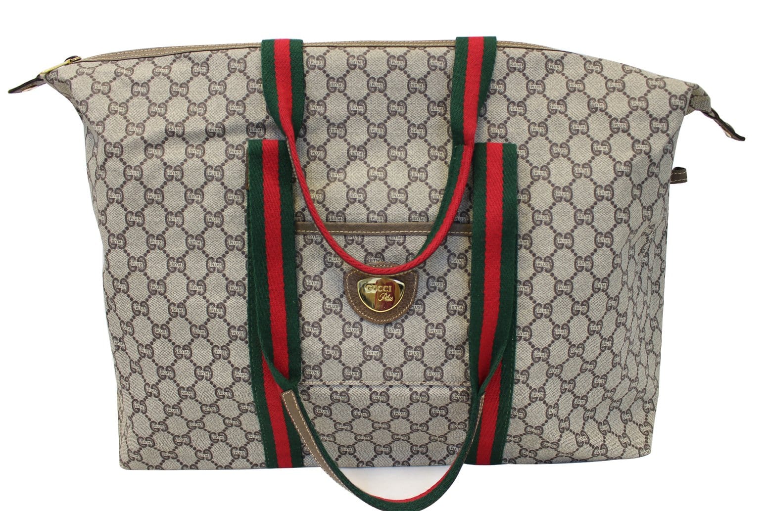 Gucci Plus Vintage Beige GG Monogram Canvas Tote Duffle Bag Cloth