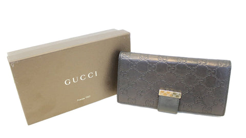 GUCCI Black Guccissima Leather Long Wallet
