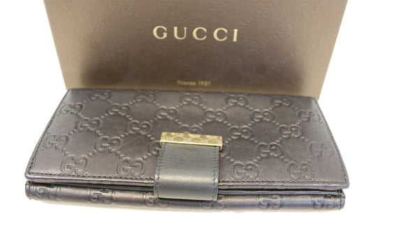 GUCCI Black Guccissima Leather Long Wallet 