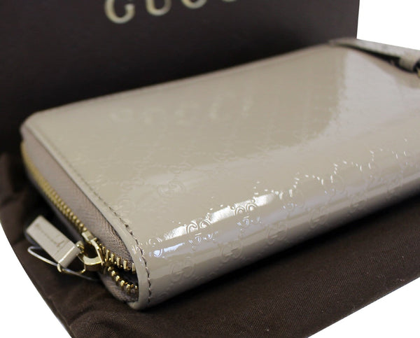 GUCCI Patent Microguccissima Nice Zip Around Wallet 309758