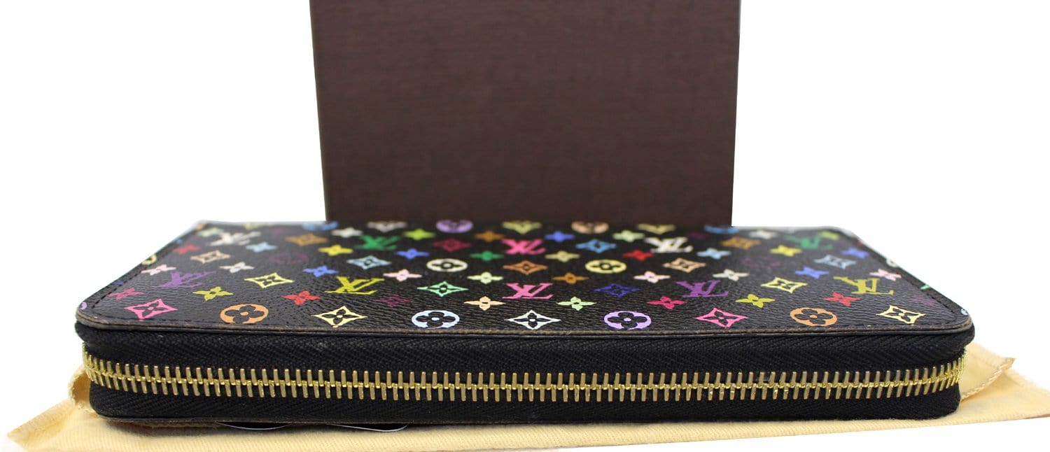 Louis Vuitton Black Monogram Multicolor Zippy Wallet Litchi Zip