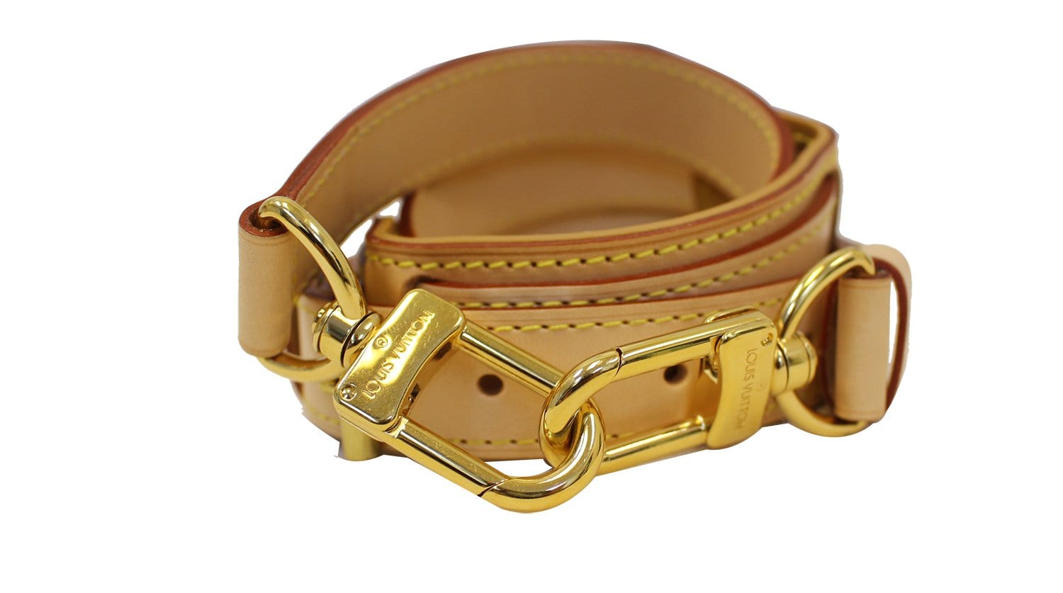 LOUIS VUITTON Logo Shoulder Strap Leather Beige Gold Bag Accessory 68SG547