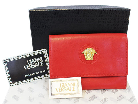 Versace Red Leather Women's Wallet E3382
