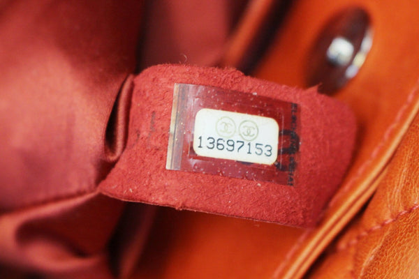 CHANEL 3 Bag Versus Orange Lambskin Leather Classic Flap Shoulder Bag