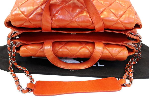 CHANEL 3 Bag Versus Orange Lambskin Leather Classic Flap Shoulder Bag