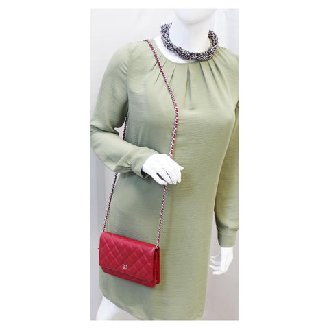 CHANEL Wallet On Chain WOC Clutch Crossbody Bag Red-US