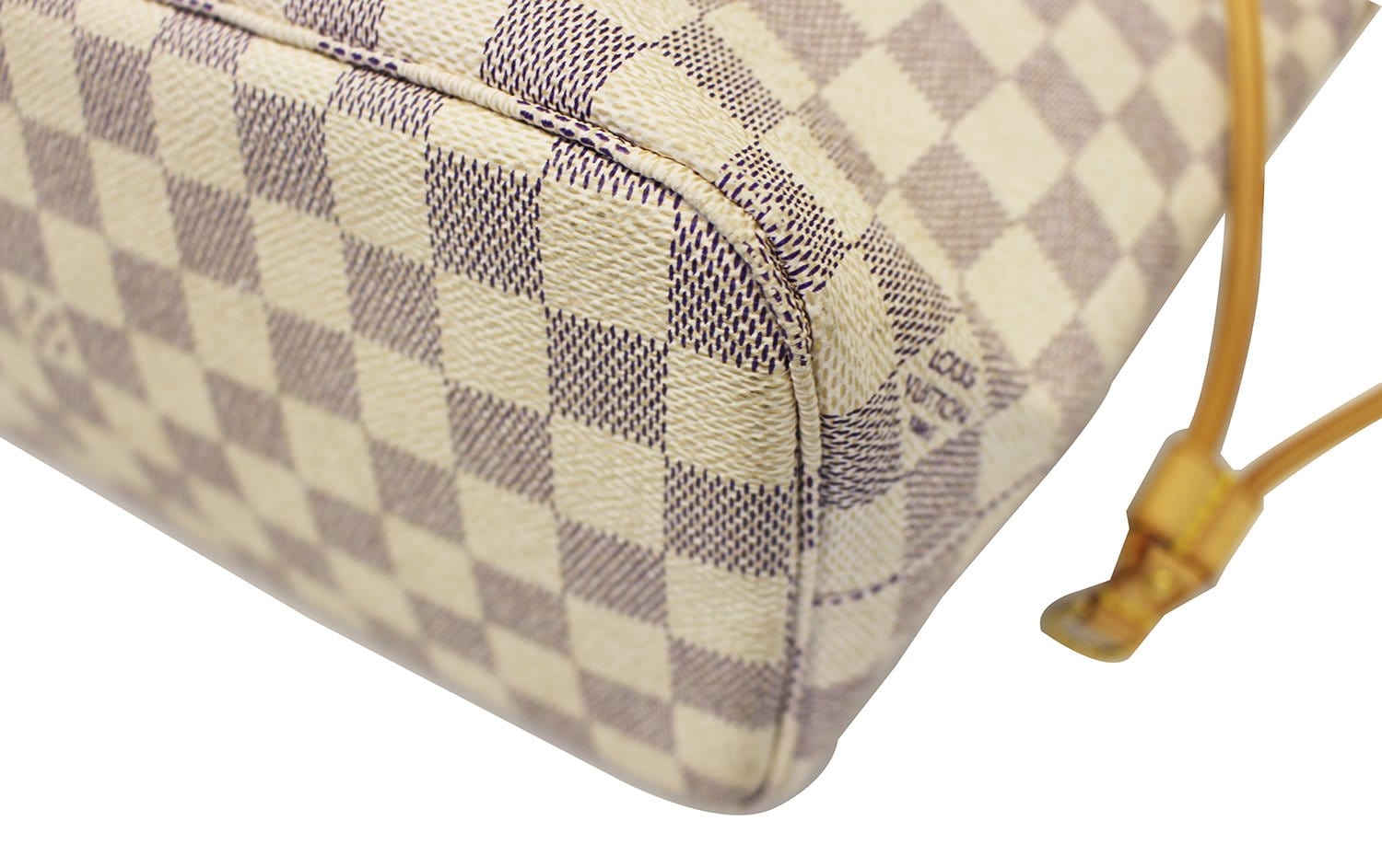 Authentic Louis Vuitton Damier Azur Neverfull PM Shoulder Tote Bag