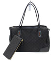 GUCCI Black GG Nylon Tote Shoulder Bag with Matching Wallet