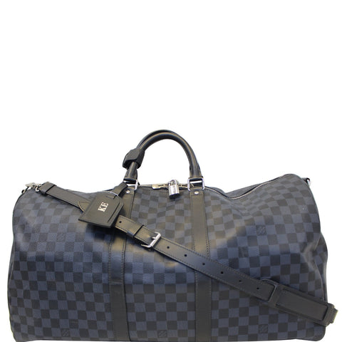 LOUIS VUITTON Keepall 55  Damier Cobalt Canvas Bandouliere Travel Bag