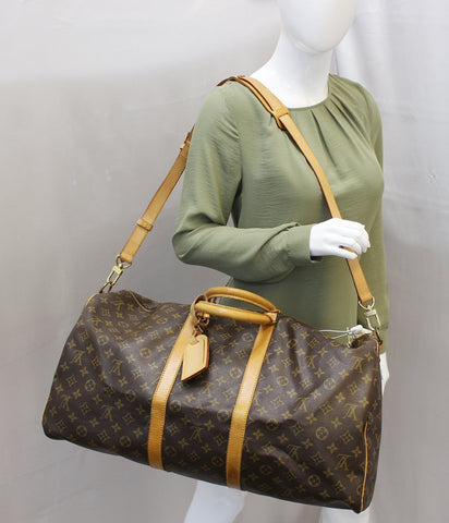 LOUIS VUITTON Monogram Keepall Bandouliere 55 Boston Bag