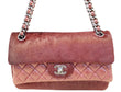 CHANEL Burgundy Quilted Leather Pony Hair Double Flap Shoulder Bag  