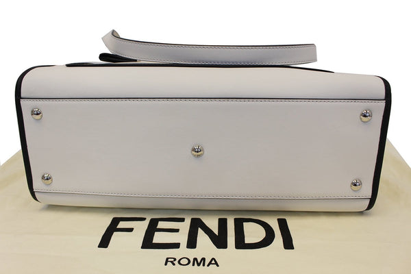 FENDI White Leather Runway Tote Bag