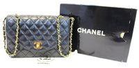 Chanel 9" Black Quilted Leather Shoulder Classic Flap Bag Vintage