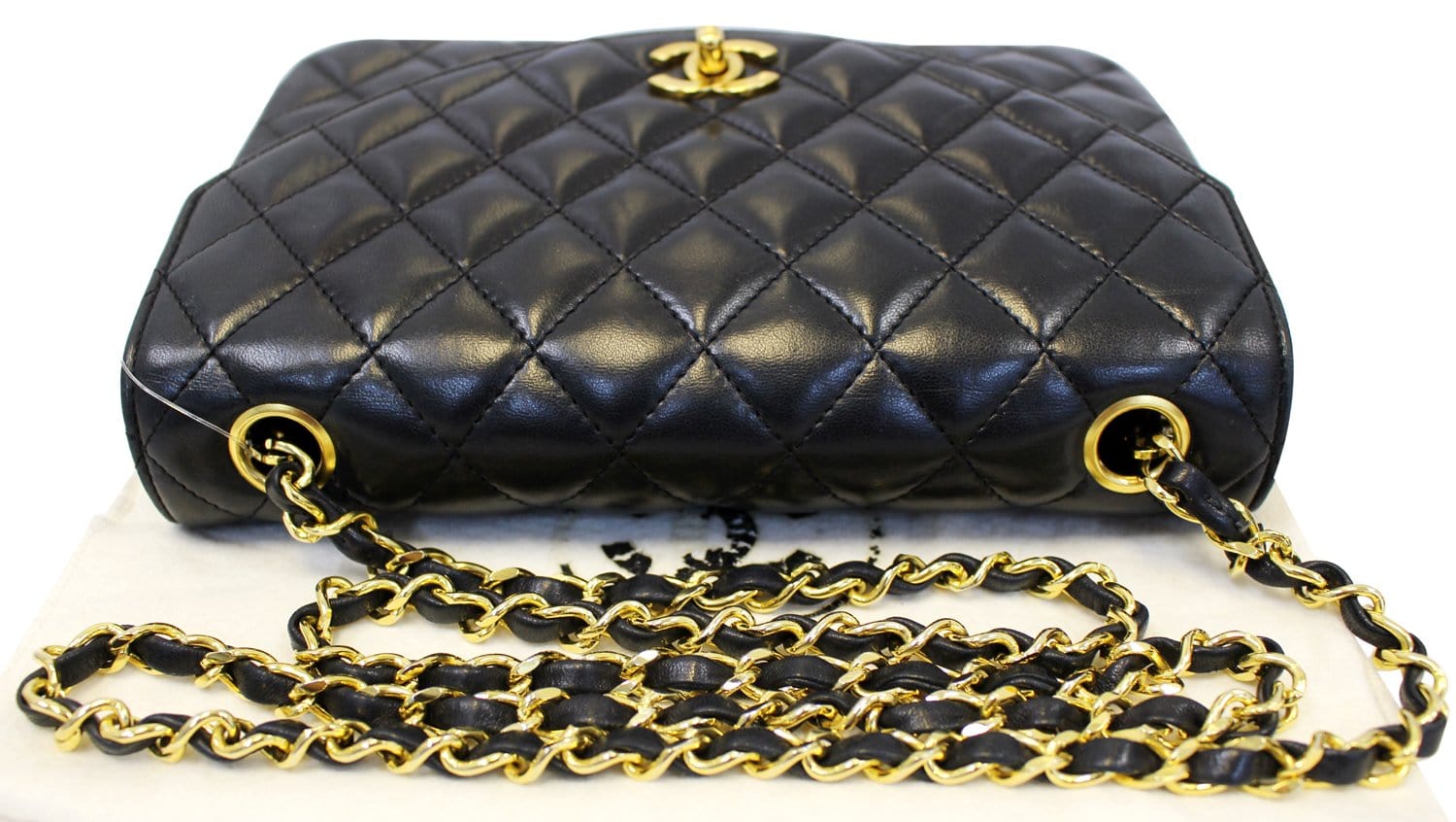 Chanel 9 Black Quilted Leather Shoulder Classic Flap Bag Vintage