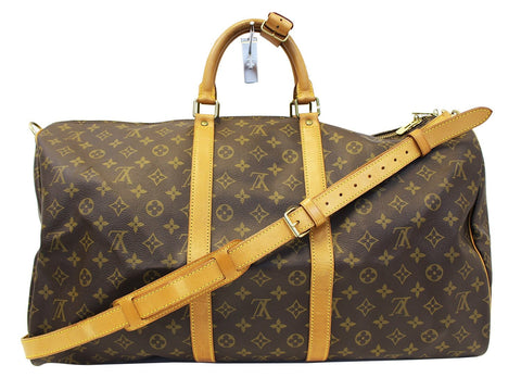 LOUIS VUITTON Monogram Keepall Bandouliere 55 Boston Bag