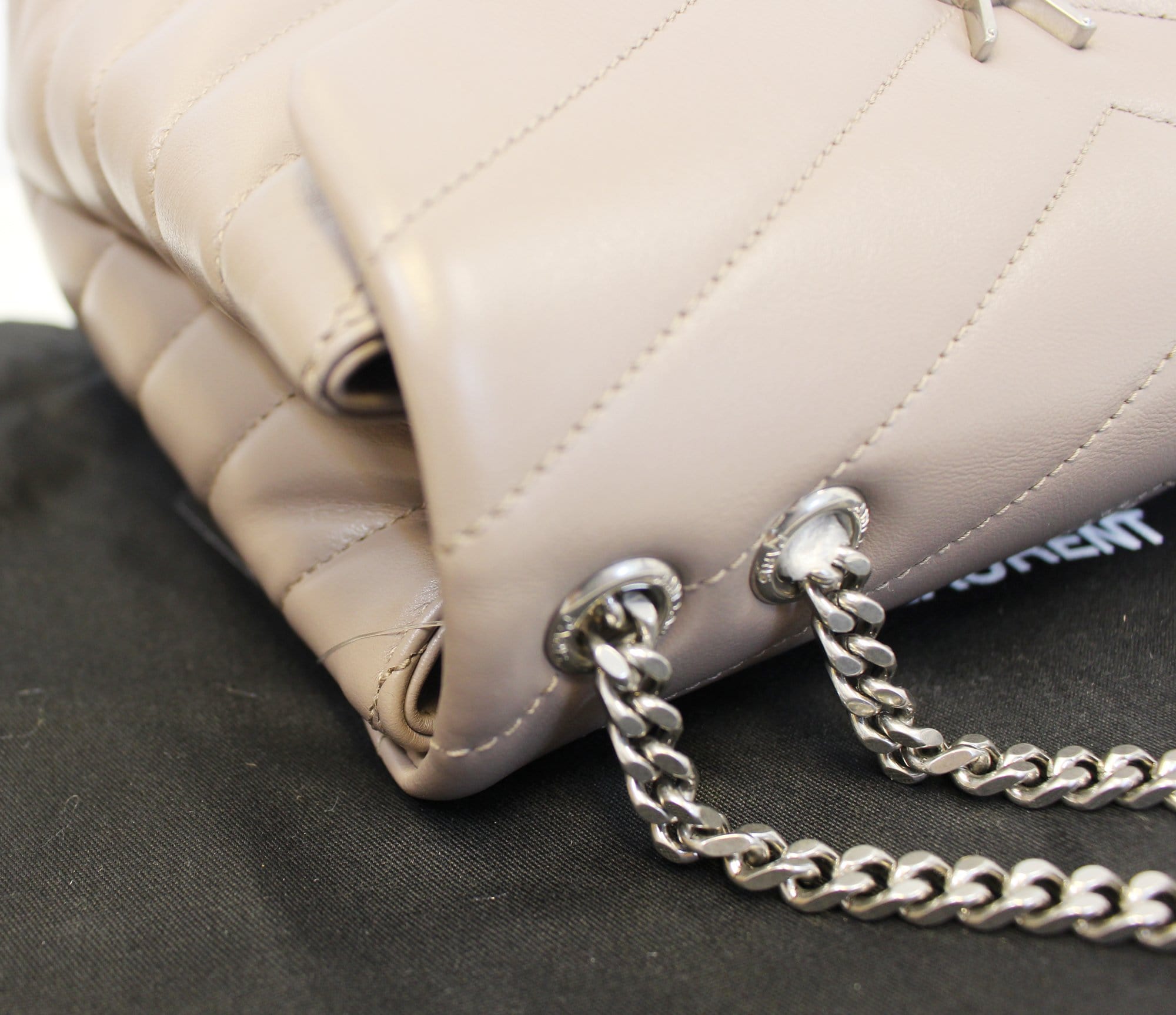Saint Laurent Leather Matelasse Beige Small Loulou Shoulder Bag