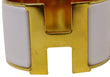 HERMES H Clic Clac Enamel Bracelet Bangle Size 7.5 White/Gold