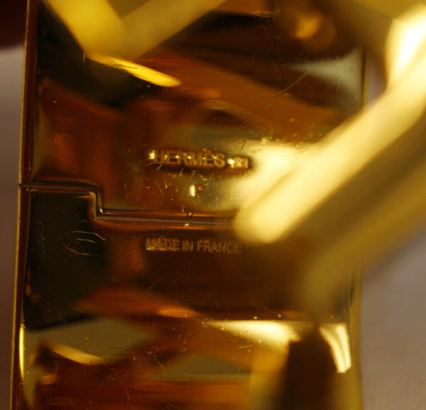 HERMES H Clic Clac Enamel Bracelet Bangle Size 7.5 White/Gold