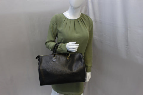 LOUIS VUITTON Epi Leather Black Speedy 35 Satchel Bag