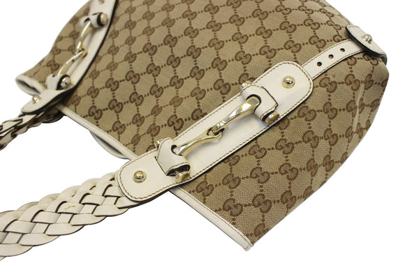 GUCCI Beige White GG Canvas Pelham Medium Shoulder Bag