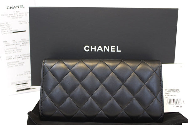 CHANEL Wallet Leather Black Quilted Lambskin Long Flap - shining bag