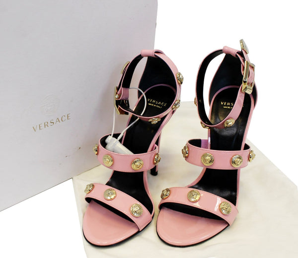 Versace Medusa Studded Heels Sandals - pink 