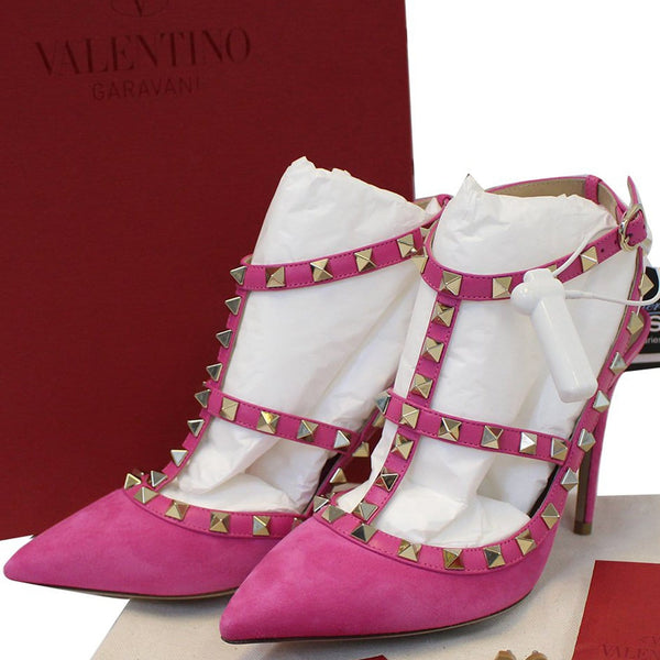 Valentino Ankle Strap Pumps Garavani Rockstud Size 6 - pink 