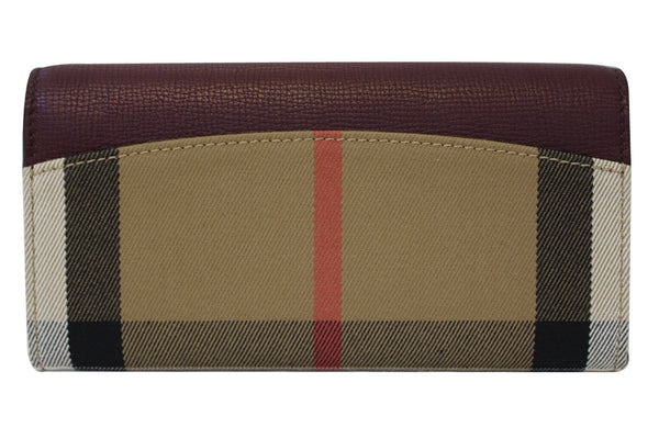 BURBERRY Wallet Check Leather Burgundy For Women - back view