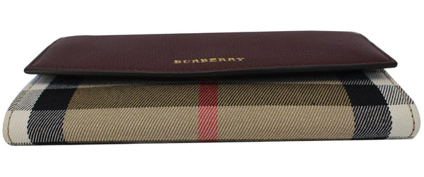 BURBERRY Wallet Check Leather Burgundy For Women - red