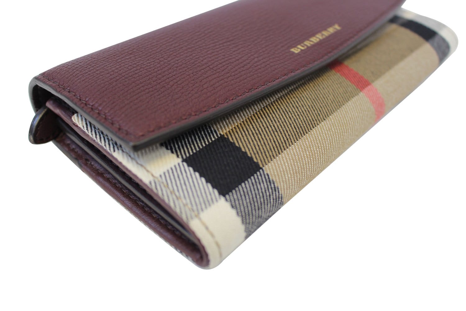 Leather card wallet Burberry Burgundy in Leather - 34011794