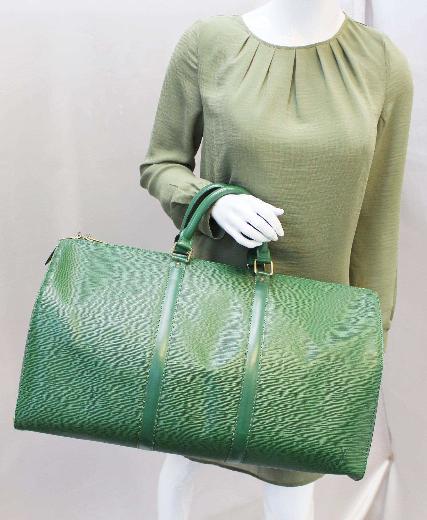 Louis Vuitton Keepall 50 Green EPI Leather Travel Bag