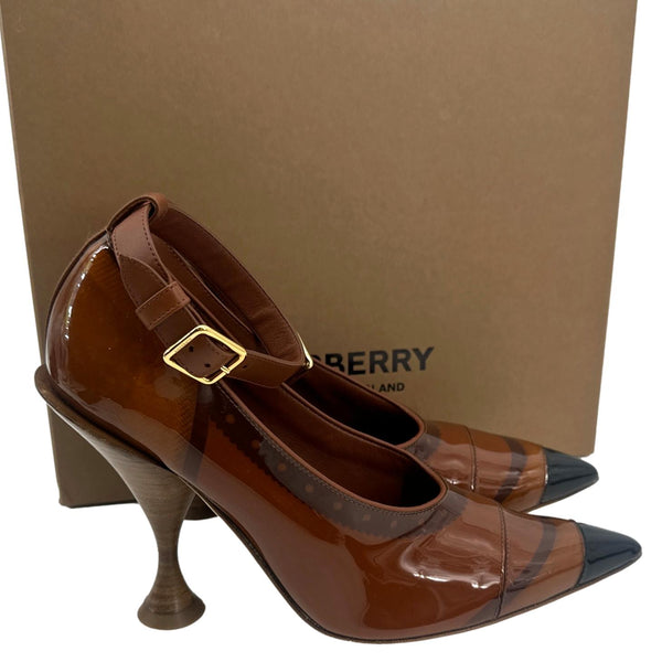 BURBERRY Leather Pumps Heels Brown Size 37