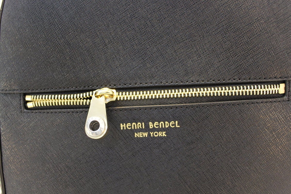 Henri Bendel West 57th Saffiano Black leather Backpack- zip
