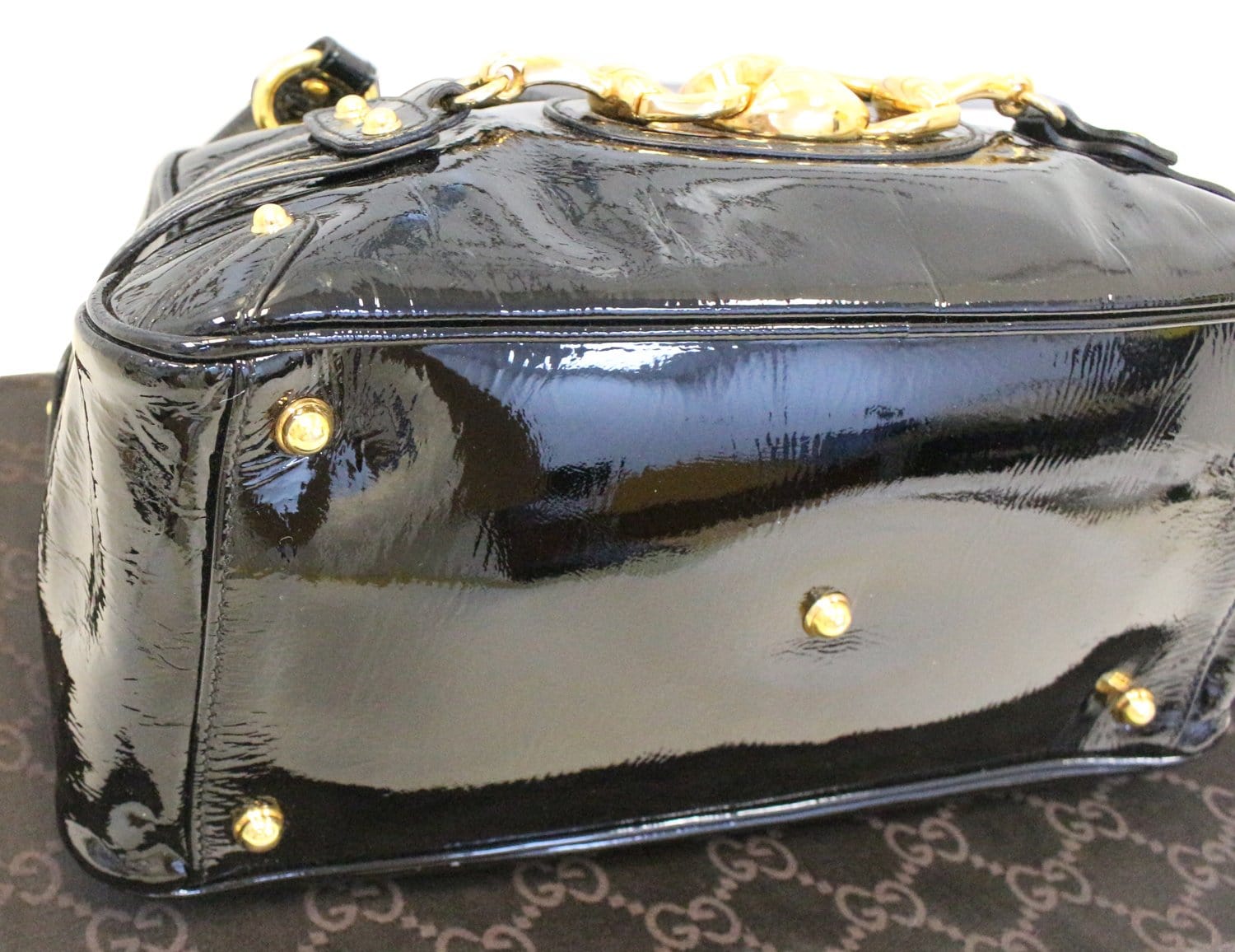 Boston patent leather handbag Gucci Grey in Patent leather - 25927923