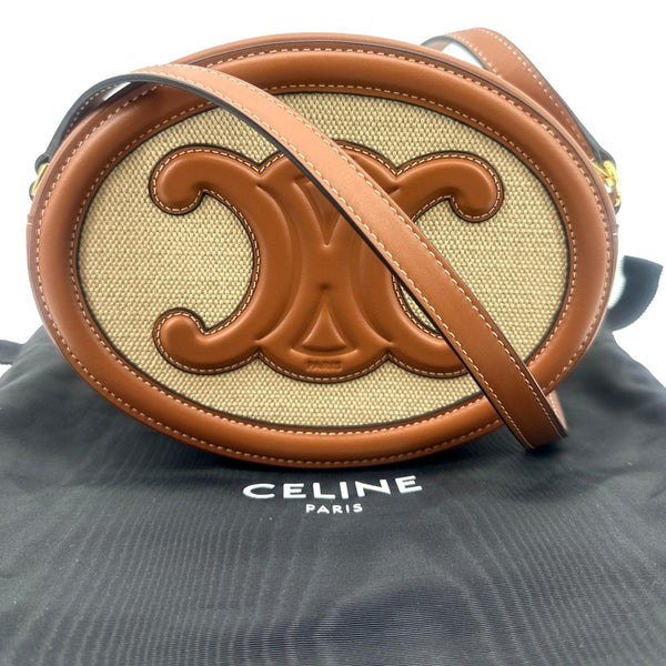 Celine Triomphe Oval Calfskin Leather Shoulder Bag Tan - Product