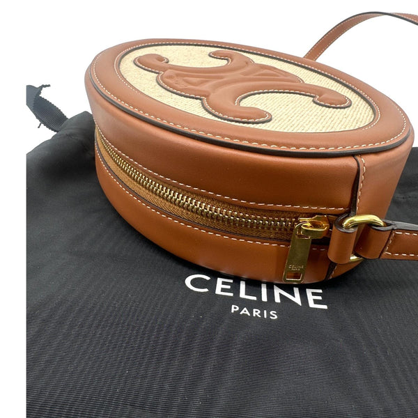 Celine Triomphe Oval Calfskin Leather Shoulder Bag Tan - Top Left