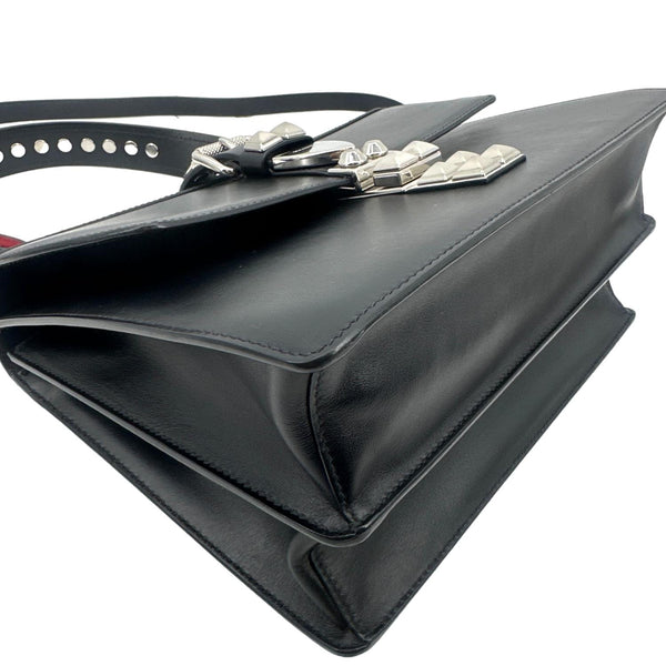 Prada Elektra Calf Saffiano Leather Shoulder Bag Black - Bottom Left