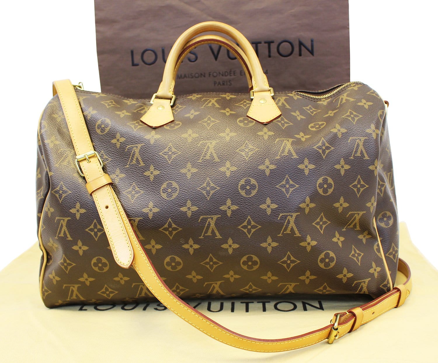 Authenticated Used Louis Vuitton Speedy Bandouliere 40 Shoulder Bag Boston  Handbag With Strap Keepall Monogram Brown M41110 AA1131 