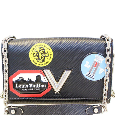 LOUIS VUITTON Epi World Tour Twist Chain Wallet Noir Black Crossbody - Last Call