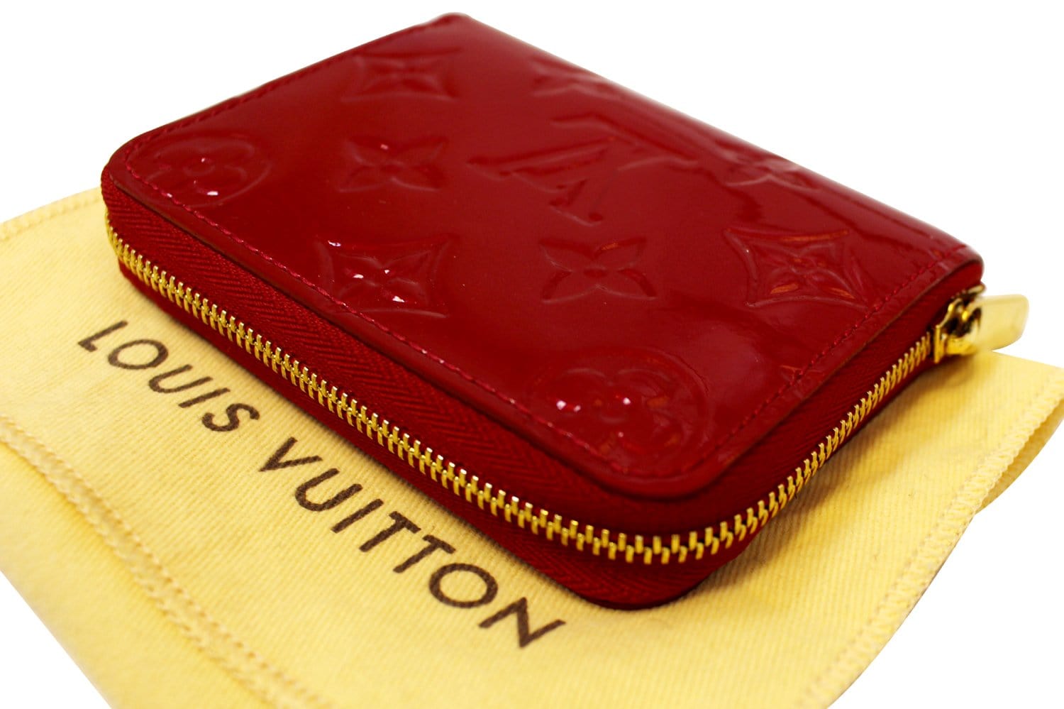 LOUIS VUITTON Vernis Compact Wallet Bloom Patent Leather Yellow Zip-Around